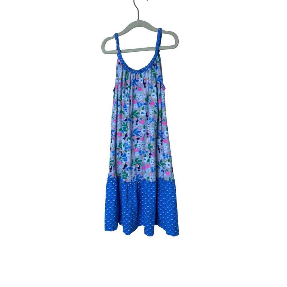 Boden Dress Girls 9-10 Years Blue Bird Floral Sundress Strappy Knee Length Print